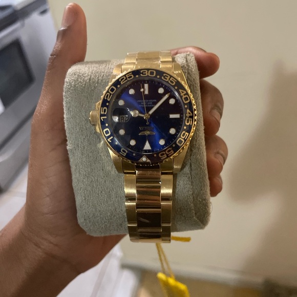 Luxury Gold Watch with Blue Dial